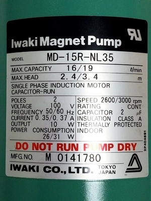 PERAKITAN POMPA FUJI FRONTIER 370/375 Minilab 133H0287D (PU710-PU711) IWAKI MD-15R BARU pemasok